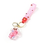 Dog Acrylic Pendant Keychain, with Light Gold Tone Alloy Lobster Claw Clasps, Iron Key Ring and PVC Plastic Tape