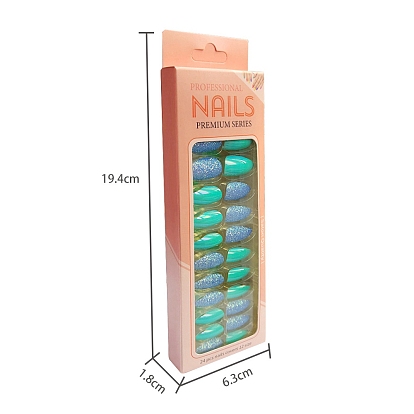 Plastic Full Cover Press on False Nail Tips, Nail Art Detachable Manicure, solid Nails & Glitter Nails, Teardrop