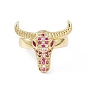 Открытое кольцо-манжета с кубическим цирконием в виде головы быка, настоящие позолоченные украшения из латуни для женщин, без свинца и без кадмия