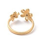304 Stainless Steel Flower Open Cuff Ring for Women