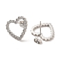 Crystal Rhinestone Hollow Out Heart Stud Earrings, 304 Stainless Steel Jewelry for Women