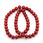 Perles blanches teints naturels de jade, rouge, ronde, 8mm, Trou: 1mm, Environ 50 pcs/chapelet, 16 pouce