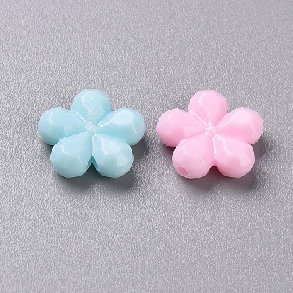 Opaque Acrylic Beads, Faceted, Flower
