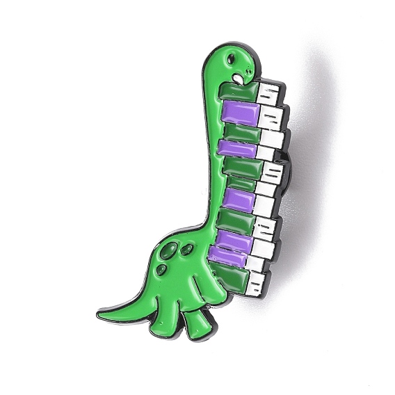 Dinosaure avec broche en émail de livre, insigne en alliage de dessin animé pour vêtements de sac à dos, électrophorèse noir