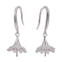 925 Sterling Silver Dangle Earring Findings, with Cubic Zirconia, For Half Drilled Beads, Clear
