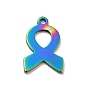 Ion Plating(IP) 201 Stainless Steel Charms, Awareness Ribbon Charms