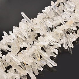Rugueux brins naturels de perles de cristal de quartz, nuggets, 10~50x2~10mm, Trou: 1mm, environ 15.4 pouces ~17.3 pouces
