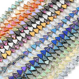 Electroplate Glass Beads Strands, Fan, Mixed Style