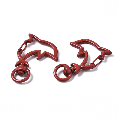 Spray Painted Alloy Swivel Snap Hooks Clasps, Cadmium Free & Nickel Free & Lead Free, Dolphin