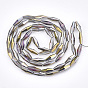 Half Plated Glass Beads Strands, Colorful Lining, Faceted, Oval