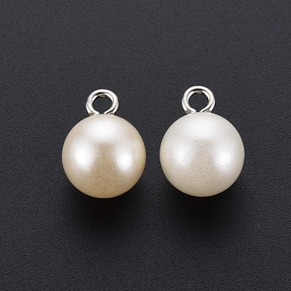 Colgantes de la resina, perlas de imitación, con aro de hierro en tono platino, rondo