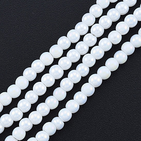 Electroplate Opaque Solid Glass Beads Strands, Round