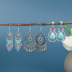 Bohemian Ethnic Retro Earrings for Women with Flower Tassels and Chic Style