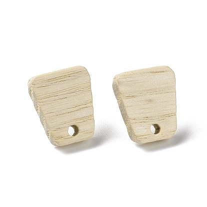 Ash Wood Stud Earring Findings, with 304 Stainless Steel Pin