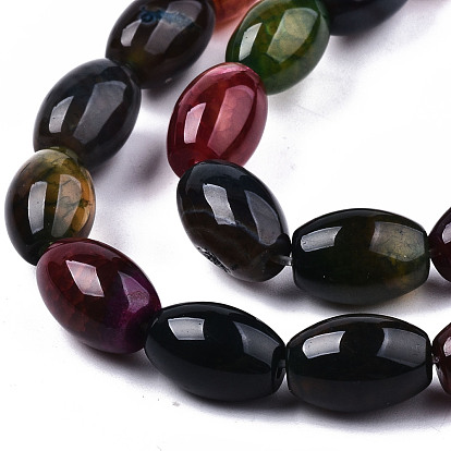 Natural Agate Beads Strands, Dyed, Barrel