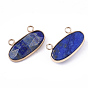 Natural Gemstones Pendants, with Brass Findings, Faceted, Oval, Golden