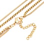 304 Stainless Steel Double Layer Necklaces, with Box Chains & Snake Chains, Triangle