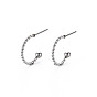 304 Stainless Steel C-shape Stud Earrings, Twist Rope Half Hoop Earrings for Women