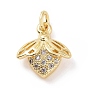Brass Micro Pave Cubic Zirconia Charms, with Jump Ring, Bees Charm