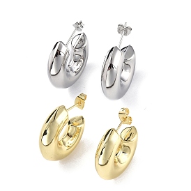 Brass Thick Ring Stud Earrings, Half Hoop Earrings for Women