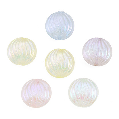 Perles acryliques placage irisé arc-en-ciel, perles de paillettes, plat rond