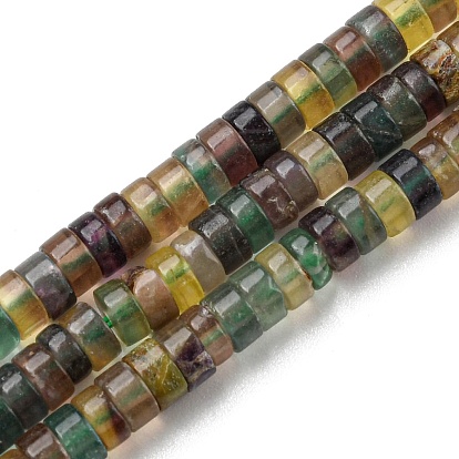 Natural Fluorite Beads Strands, Flat Round/Disc, Heishi Beads
