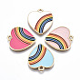 Light Gold Plated Alloy Pendants, with Enamel, Cadmium Free & Lead Free, Heart