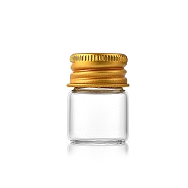 Bouteilles en verre perlent conteneurs, tubes de stockage de perles à vis avec capuchon en aluminium plaqué or, colonne