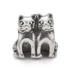 304 Stainless Steel European Beads, Large Hole Beads, Cats