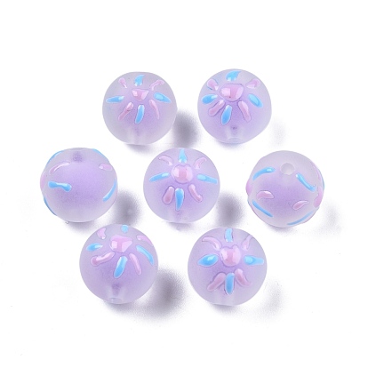 Frosted Acrylic Enamel Beads, Bead in Bead, Round