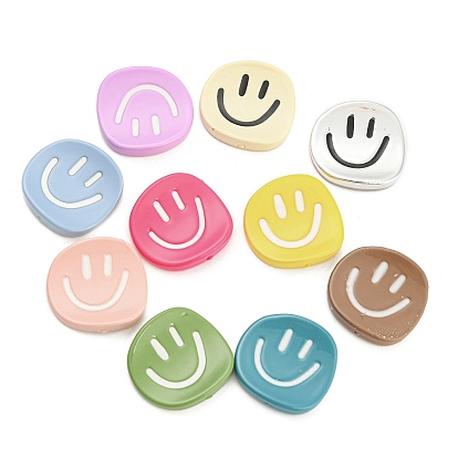Opaque Resin Smiling Face Cabochons, Curved