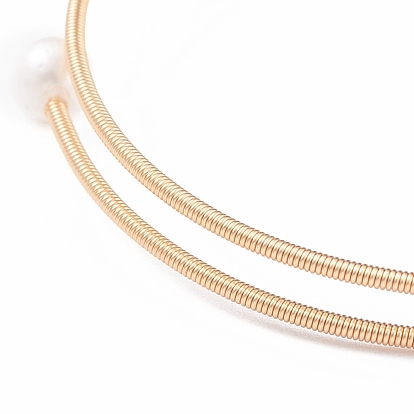 Bracelet manchette enroulé avec perles naturelles et pierres précieuses, bracelet torque en laiton pour femme, or