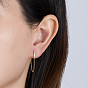 925 barre rectangulaire en argent sterling avec chaînes et pampilles, boucles d'oreilles pendantes pour femmes