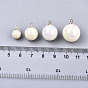 Colgantes de perlas de imitación de acrílico, con lazo de latón en tono dorado claro, color de ab chapado, rondo