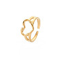 304 Stainless Steel Open Heart Cuff Ring for Women