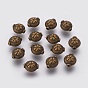 Tibetan Style Alloy Beads, Cadmium Free & Lead Free, Flat Round with Clover