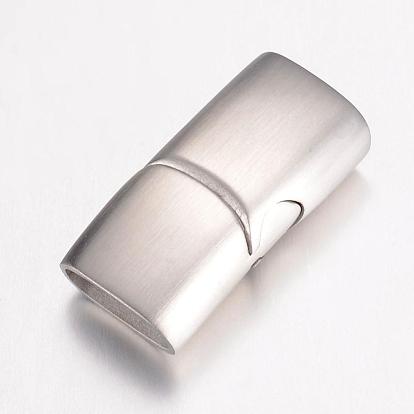 304 Stainless Steel Magnetic Clasps with Glue-in Ends, Frosted, Rectangle