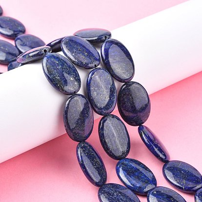 Lapis-lazuli, brins de perles naturels , Ovale Plat