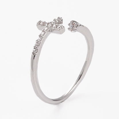 Латунные кольца из манжеты с прозрачным цирконием, открытые кольца, долговечный, крестик