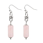 Natural Gemstones Dangle Earrings, with 304 Stainless Steel Earring Hooks, Column, Stainless Steel Color