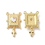 Rack Plating Brass Micro Pave Clear Cubic Zirconia Pendants, Lead Free & Cadmium Free, Rectangle with Cross Charm