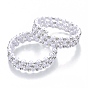 Three Loops Iron Wrap Bracelets, with Rhinestone and ABS Plastic Imitation Pearl, Platinum