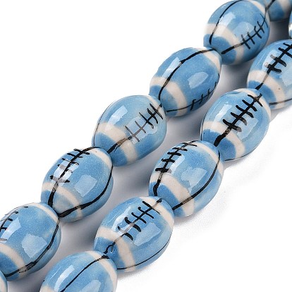 Brins de perles de porcelaine faites à la main, de rugby