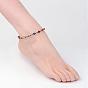 Glass Beads Anklets, Faceted, with Metal Findings, Antique Bronze