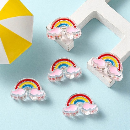 5Pcs Transparent Acrylic Enamel Beads, Rainbow