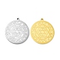 304 Stainless Steel Pendants, Flat Round with Constellation & Star of David Pattern Charm