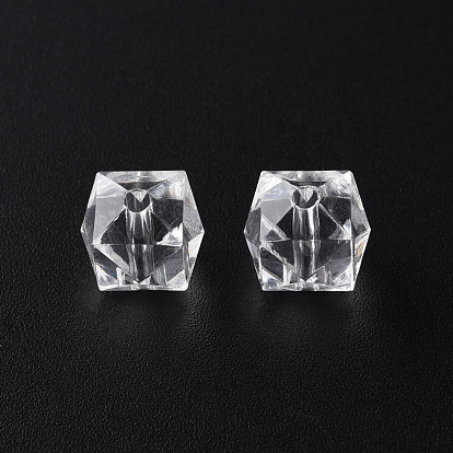 Transparent Acrylic Beads, Faceted, Cube