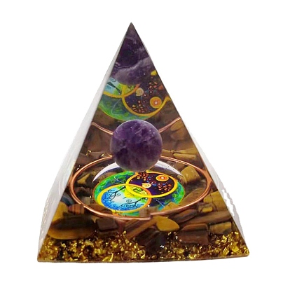 Resin Orgonite Pyramids with Ball, Resin Craft Healing Pyramids, for Spirits Lift Stress Relief