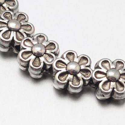 Tibetan Style Flower Alloy Bead Strands, Lead Free & Cadmium Free & Nickel Free, 6.5x4.5mm, Hole: 1mm, about 35pcs/strand, 8 inch