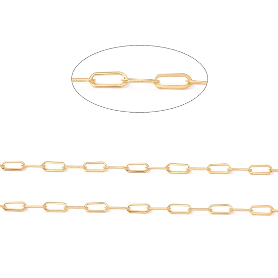 Ion Plating(IP) 304 Stainless Steel Paperclip Chains, Drawn Elongated Cable Chain, Unwelded